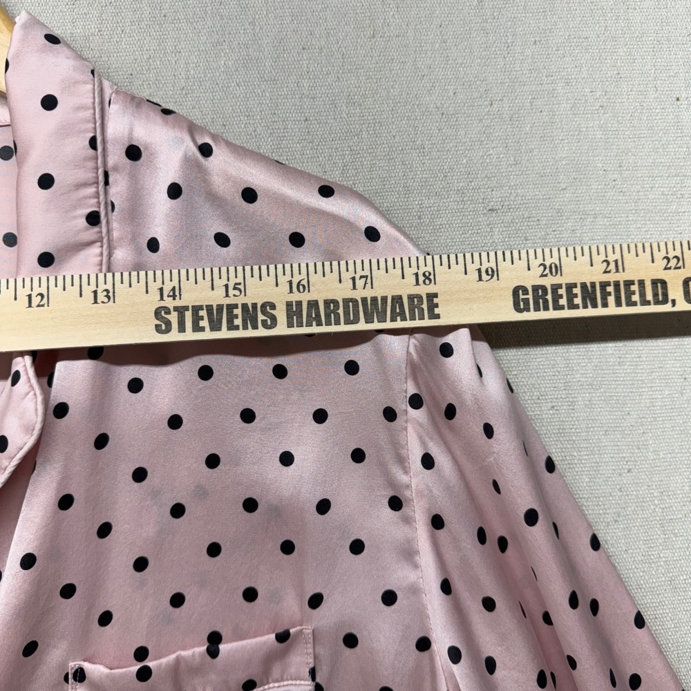 Victoria's Secret Pink Polka Dot 100% Mulberry Silk Pajama Set Top Pants M - Picture 10 of 16